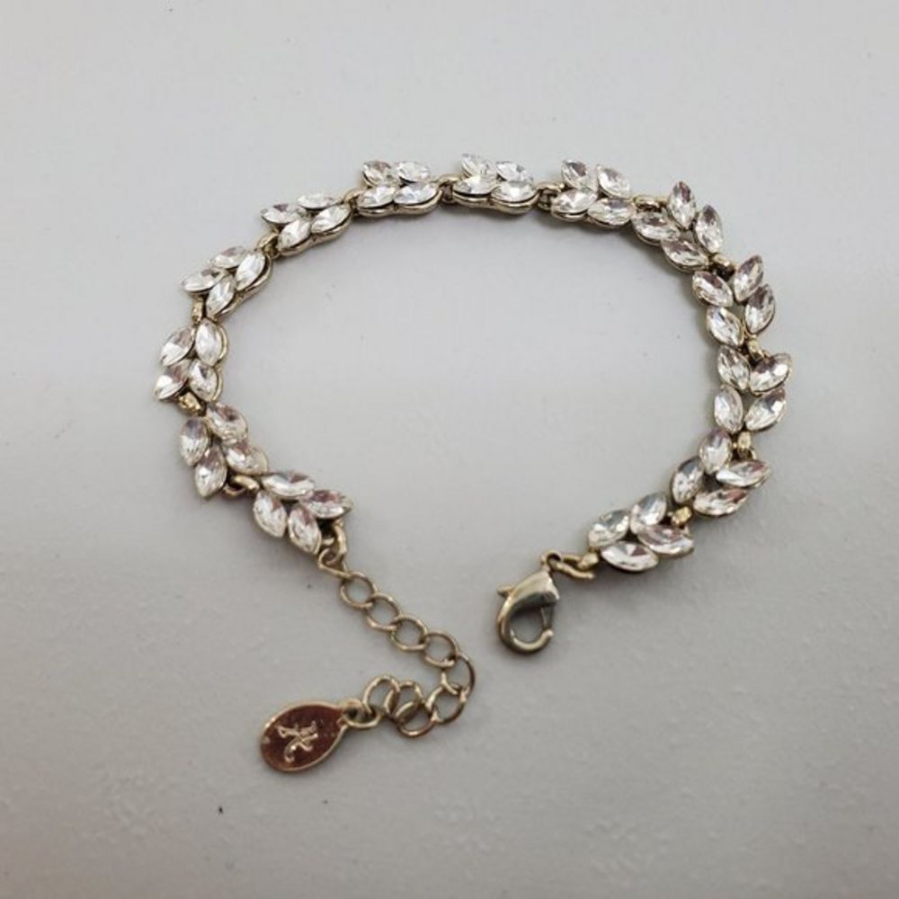 Accessorize Bracelet Rhinestone Silver Tone Tear Drop Bling Clear